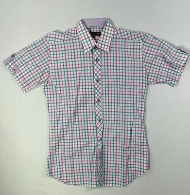 Jared Lang Shirt Men’s Small Slim Fit Multicolor Plaid Dress Casual - Image 1 of 4