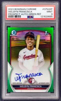 2023 Bowman Chrome 1st Auto Welbyn Francisca #CPA-WF Green Refractor /99 PSA 9 - Image 1 of 2