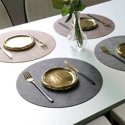 PVC Round Placemats Set of 4 Waterproof Table Mats for Home Dining and Events - Image 1 of 4