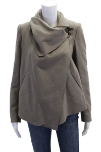 Abrigo poncho gris manga larga de lana AllSaints Co Ltd Spitalfields para mujer talla 4 - Imagen 1 de 5