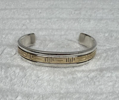 Brazalete Navajo Ray Bennett de plata de ley con detalles de oro de 14 quilates 40,7 gramos Foto 1 de 4