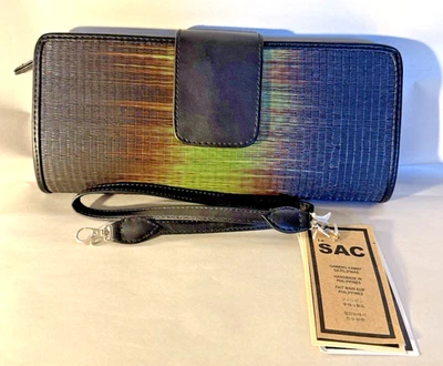 Le Sac Handmade Clutch/Purse Bamboo New With Tags Green Tan Brown Black - Image 1 of 4