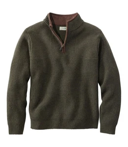 LL Bean Waterfowl Sweater Men's XL X-Large Brown Merino Lamb's Wool Ribbed - Picture 1 of 13