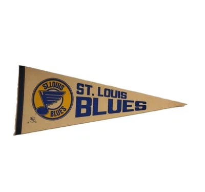 Vintage 1970's NHL St. Louis Blues Logo Pennant Flag 30”x 12” Hockey Full Size - Image 1 of 4
