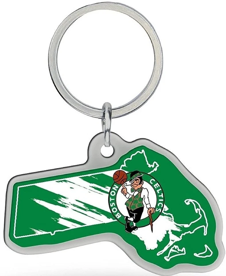 Boston Celtics Premium Metal Keychain, State Shaped, Team Color - Image 1 of 1