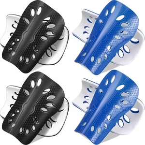 Zhanmai 4 Pairs Kids Soccer Shin Guards Breathable Guard Black and Blue - Picture 1 of 7