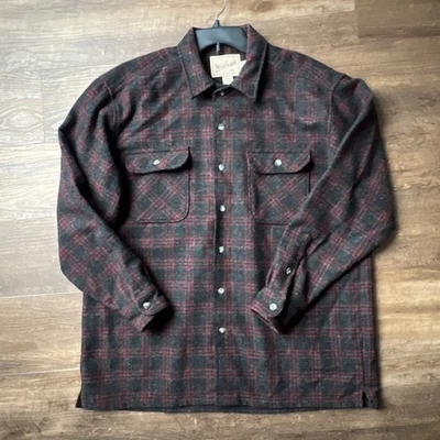 Vintage Woolrich Plaid Red And Gray Wool Shirt Size Large 12089 - Image 1 of 4