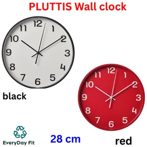 IKEA PLUTTIS Wall Clock Bold Simplicity in Red or Black (28 cm) - Picture 1 of 3