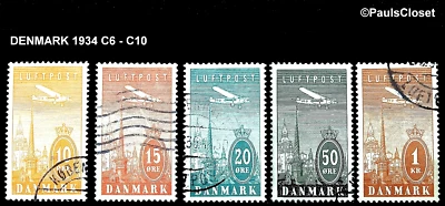 DENMARK 1934 SC C6 - C10 TOWERS OF COPENHAGEN UNG 5 STAMPS F/VF - Image 1 of 2