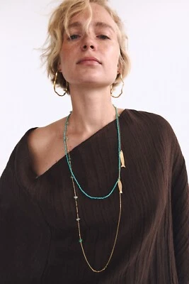 ZARA Delicados Collares Largos Peces Chapados en Azul Aqua y Oro Pack 4548236303 - NUEVO Foto 1 de 4