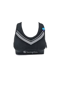 NWT Champion The Sweatshirt Bra Moderate Support Black/Gray Removable Cups S - Picture 1 of 10