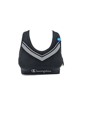 NUEVO CON ETIQUETAS Champion The Sudadera Sujetador Soporte Moderado Negro/Gris Copas Extraíbles S Foto 1 de 4