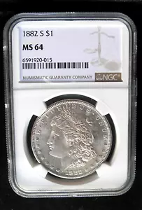 1882-S Morgan Silver Dollar NGC Ms 64 - Picture 1 of 4