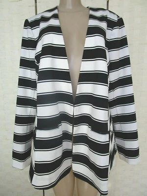 Blazer a Rayas Lane Bryant Talla Grande Manga Larga Largo Medio Negro Blanco Nuevo con Etiquetas Foto 1 de 4