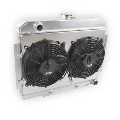 Radiador de aluminio de 3 filas para Jeep CJ, CJ5, CJ7 V8 72-86/motor Chevy de conversión + ventilador Foto 1 de 4