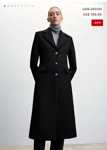 Abrigo abotonado Mango metálico. Venta al por menor $250, nuevo con etiqueta, talla Xxs. - Imagen 1 de 5