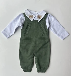 Embroidered / newborn Clothes Baby Boy- 2pcs Green - Picture 1 of 1