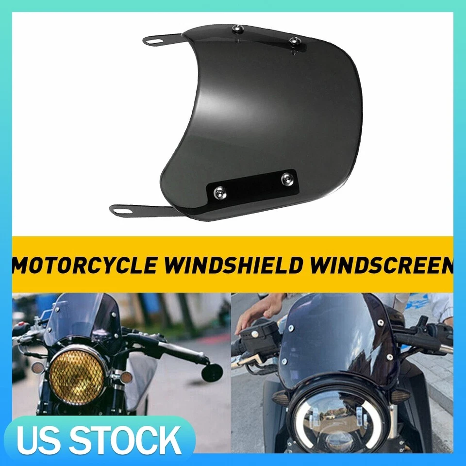 Faro Redondo 5"-7" Moto Parabrisas Parabrisas Negro Universal Para Honda Foto 1 de 4