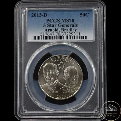 2013-D 5 Star Generals Arnold, Bradley Commemorative Half Dollar PCGS MS70 - Image 1 of 2