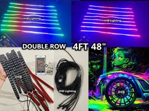 JHB 8PCS 4FT Dream CHASING FLOW DOUBLE ROW LED Underglow Wheel Rim Strips Lights - Picture 1 of 12