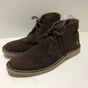 Men's Farah Famous 3-Eyelet Brown Suede Chukka Boots UK Size 9 EU 43 Desert