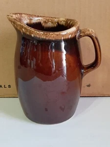 Vintage Brown Drip Glazed Creamer Small Pitcher Oven Proof USA 4.5" Tall Hull?? - Picture 1 of 7