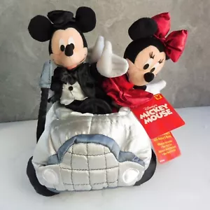 VINTAGE NUOVO 2000 MICKEY MINNIE MILLENNIUM CAR PELUCHE DISNEY APPLAUSE RARO - Foto 1 di 14