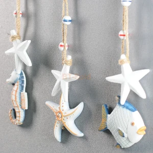 3 piezas de madera caballito de mar estrella pez decoración colgante de pared granja rústico costero - Imagen 1 de 7