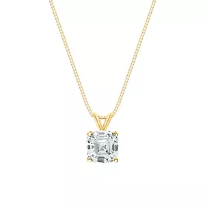 2,50 Karat Asscher erstellt Diamant echt massiv 18K Gelbgold Anhänger 18 Zoll Halskette - Bild 1 von 3