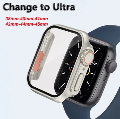 For Apple Watch PC Protective Case 38/41/42/44/45mm Change To Ultra Cover Crown - Image 1 of 4