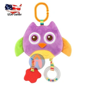 Baby Toys Colorful Infant Stroller Plush Animal Bell Squeaker Crib Owl Purple - Picture 1 of 6