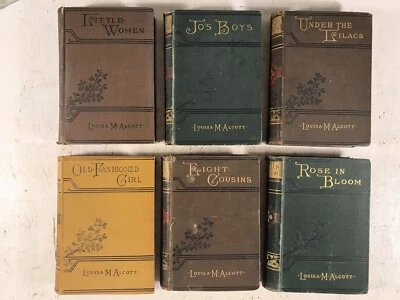 Louisa May Alcott 6 Antique Victorian Decorated Books Little Woman Jo's Boys etc Foto 1 de 4