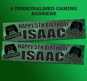 2 personalised birthday banner game console gaming best gamer party decoration  - Picture 1 of 2