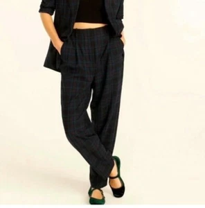J.Crew Bi-Strech Wool Tartan Plaid Trousers in Black, Navy, Green. size 12T - Picture 1 of 9