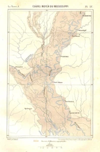 COURS MOYEN DU MISSISSIPPI ( USA ) CARTE GÉOGRAPHIQUE / MAP 1883 - Bild 1 von 1
