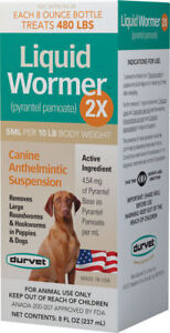 Durvet Liquid Wormer 2X pyrantel Pamote Dog Anthelmintic Suspension 8oz