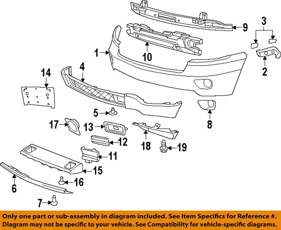 Componentes de parachoques-soporte Chrysler OEM 11-13 Grand Cherokee 55079228AD Foto 1 de 1