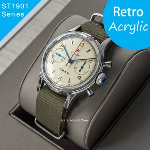 Seagull 1963 ST1901 Venus 38mm Chronograph Acrylic, Display Back, 2 Straps BNIB - Picture 1 of 12
