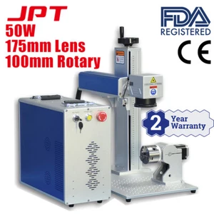 Máquina de marcado láser grabadora láser de fibra JPT de 50 W con eje giratorio de 100 mm - Imagen 1 de 11
