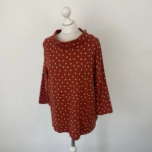 Seasalt Sea Kale Top Terracotta Orange Polka Dot Spots 3/4 Sleeve 18 Ladies - Picture 1 of 11