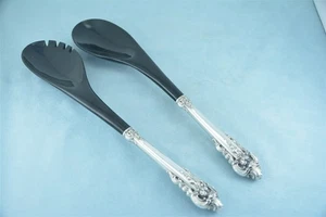 Wallace Grande Baroque Sterling Silver 12-1/2" HH Salad Serving Set No Monogram - Picture 1 of 6