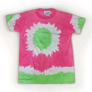 Retro vintage años 80 L. A. Chic Tye Dye Rosa Neón y Verde Tie Dye Talla Única Estados Unidos - Imagen 1 de 7