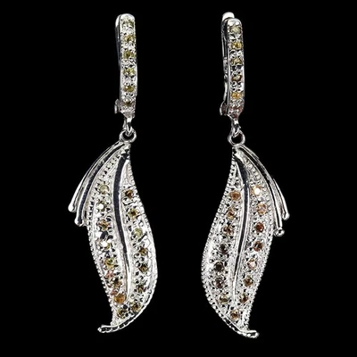 Pendientes de plata de ley 925 redondos zafiro amarillo piedras preciosas naturales joyería Foto 1 de 4