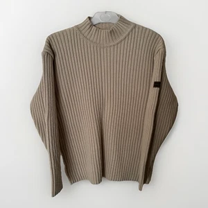 Vintage Teddy Smith Wool High Neck Sweater/Jumper Medium Cream Colour Made In UK - Picture 1 of 17