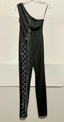 Mono para mujer Banjul con estrás tachonado talla Pequeño negro sin mangas danza gótica Foto 1 de 4