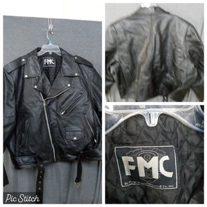 First Manufacturing Company FMC Leather Motorcycle Jacket Superstar Men's 58 - Picture 1 of 8