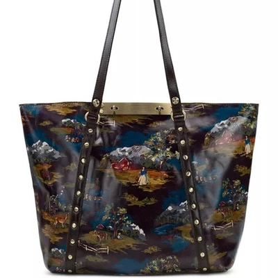 NWT $299 Patricia Nash Leather Benvenuto Tote Bag in Montana Prairie Skies Print - Image 1 of 4