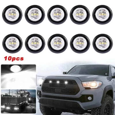 10PCS White Side Marker Lights LED Truck Trailer Side Bullet Clearance Light 12V - Image 1 of 4