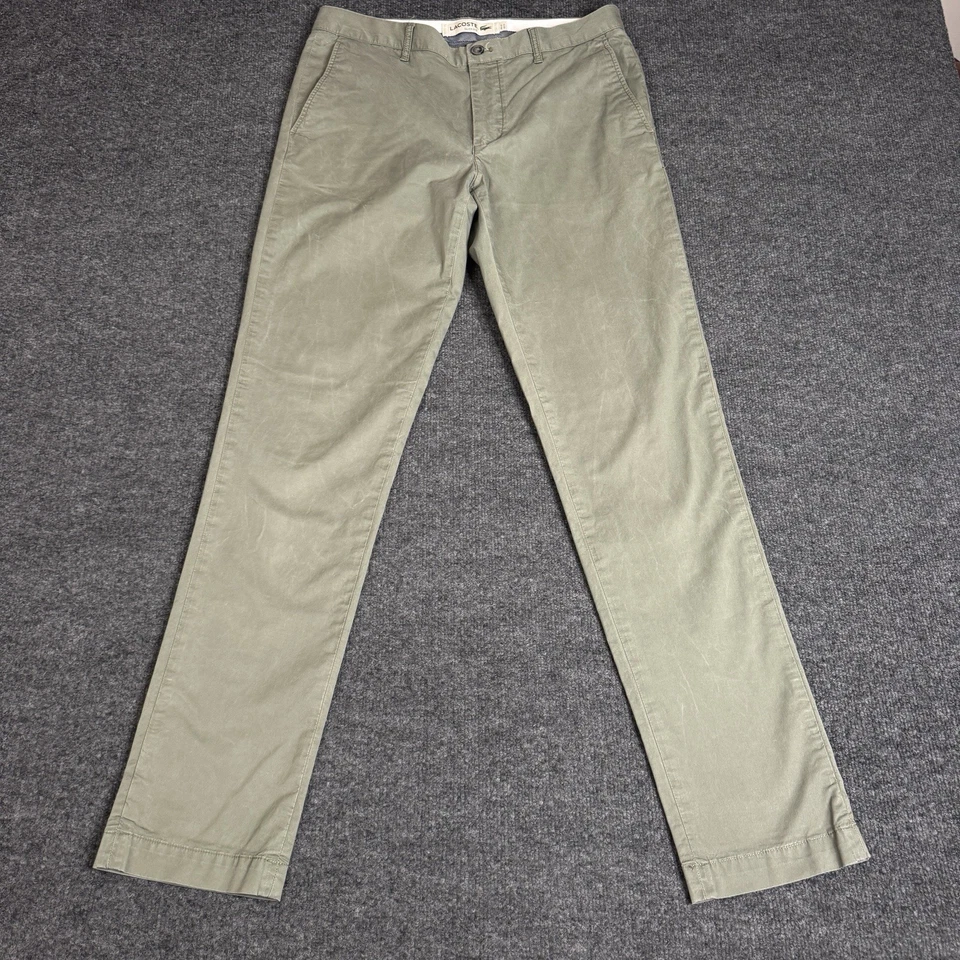 Lacoste Pants Mens 33x32 Olive Green Slim Fit Chino - Image 1 of 4