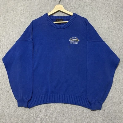 Vintage 2000 St. Louis Rams Super Bowl XXXIV Antigua Knit Sweater Men 2XL Blue - Image 1 of 4